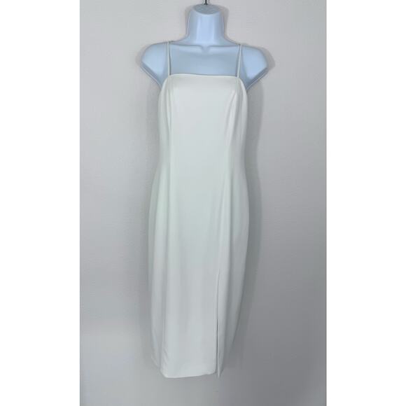 Jay Godfrey White Strappy Back Midi Dress Size 4 Cutout Party Cocktail - Picture 1 of 9
